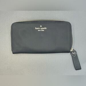 Kate Spade Black Nylon Zip-Around Wallet